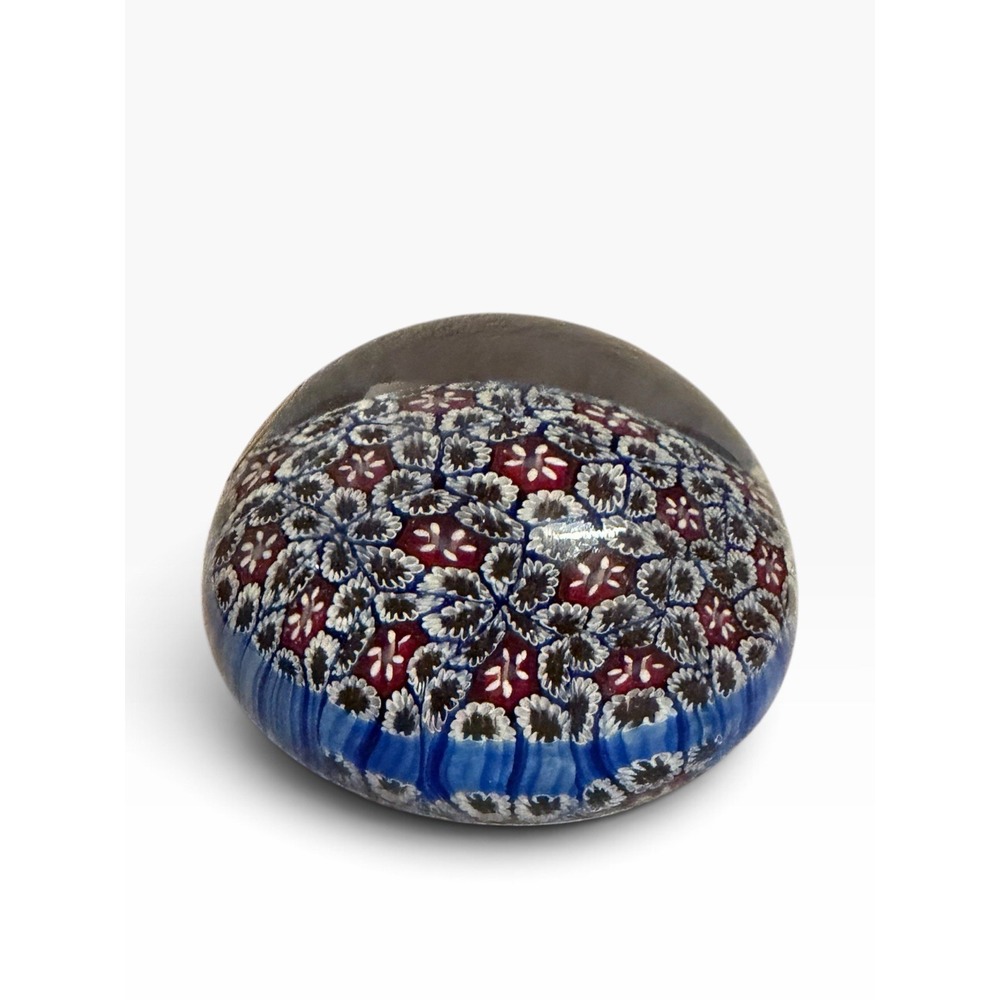 Vintage Murano millefiori paperweight presse papier Red label Art Glass Floral